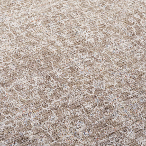 Safavieh Lauren Transitional Taupe & Ivory Floral Rug — Power-Loomed Turkey Polyester Pile, Low-Profile Comfort 5'-0" x 8'-0" LRL1855E-5