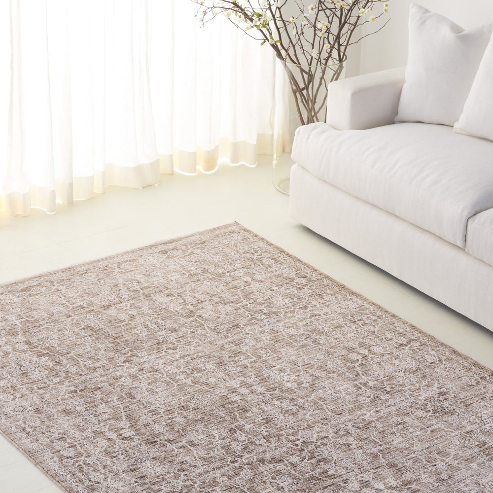 Safavieh Lauren Transitional Taupe & Ivory Floral Rug — Power-Loomed Turkey Polyester Pile, Low-Profile Comfort 5'-0" x 8'-0" LRL1855E-5