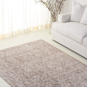 Safavieh Lauren Transitional Floral Area Rug In Taupe & Ivory — Low-Profile Polyester Pile, Power-Loomed Turkey 8'-0" x 10'-0" LRL1855E-8