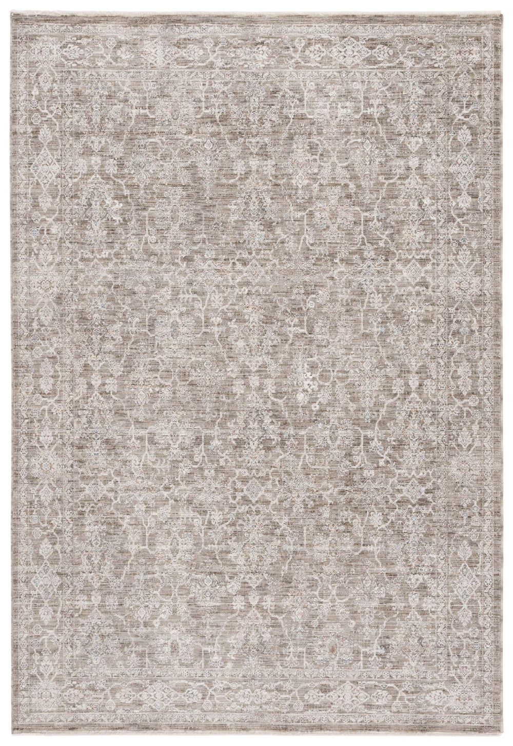 Safavieh Lauren Transitional Floral Area Rug In Taupe & Ivory — Low-Profile Polyester Pile, Power-Loomed Turkey 8'-0" x 10'-0" LRL1855E-8