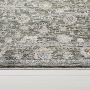 Safavieh Lauren Transitional Floral Rug In Marine & Grey Ivory — Low Profile, Power-Loomed Turkish Durability 9'-0" x 12'-0" LRL1856F-9