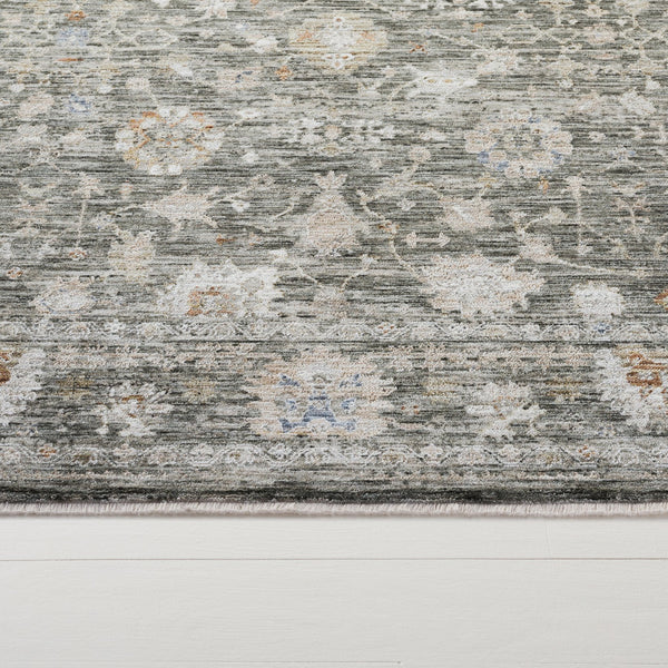 Safavieh Lauren Transitional Floral Rug In Marine & Grey Ivory — Low Profile, Power-Loomed Turkish Durability 9'-0" x 12'-0" LRL1856F-9