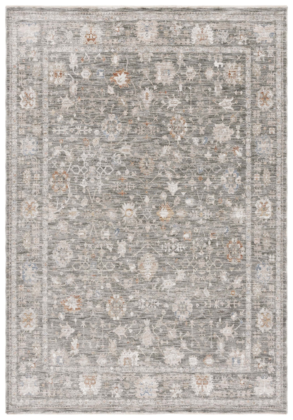 Safavieh Lauren Transitional Floral Rug In Marine & Grey Ivory — Low Profile, Power-Loomed Turkish Durability 9'-0" x 12'-0" LRL1856F-9