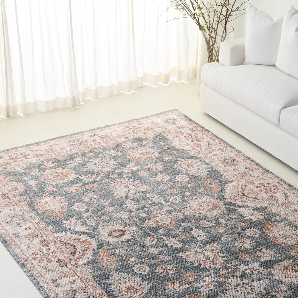 Safavieh Lrl Soft Abbey Blue And Grey Area Rug — Power-Loomed Polyester With Cotton Accents, Low Pile Durable Elegance 8'-0" x 10'-0" LRL302M-8