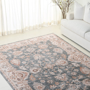 Safavieh Lrl Soft Abbey Blue And Grey Area Rug — Power-Loomed Polyester With Cotton Accents, Low Pile Durable Elegance 8'-0" x 10'-0" LRL302M-8