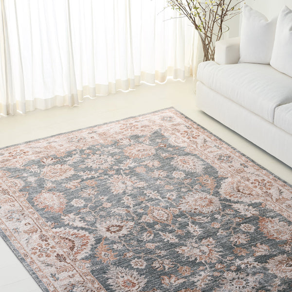 Safavieh Lrl Soft Abbey Blue And Grey Area Rug — Power-Loomed Polyester With Cotton Accents, Low Pile Durable Elegance 8'-0" x 10'-0" LRL302M-8