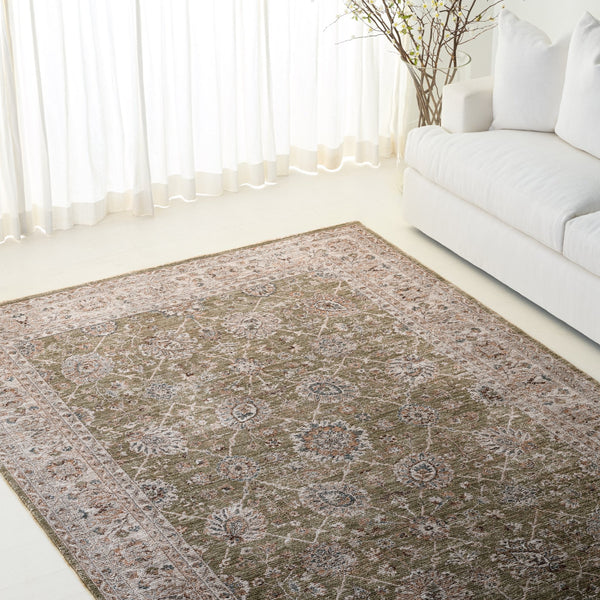 Safavieh Lrl Timeless Green And Grey Area Rug 8X10 — Low-Profile, Power-Loomed In Turkey, Durable Polyester 9'-0" x 12'-0" LRL308Y-9
