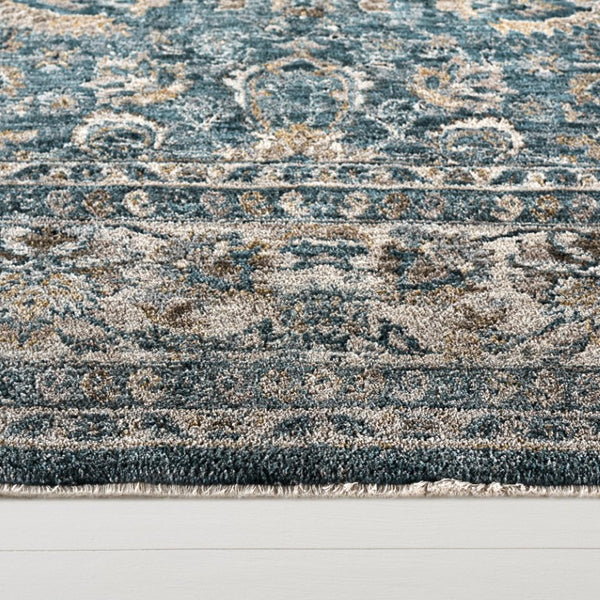 Safavieh Lrl Power Loomed Polyester Area Rug Traditional Medallion Blue Ivory Living Room 10'-0" x 13'-0" LRL570M-10