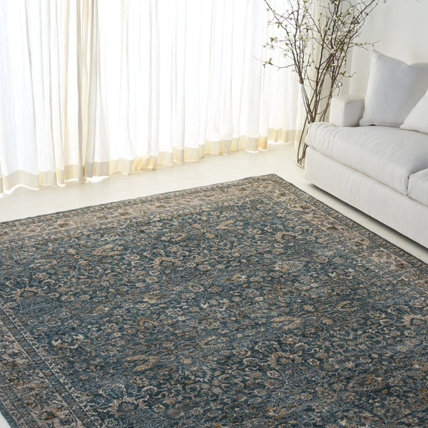 Safavieh Lrl Power Loomed Polyester Area Rug Traditional Medallion Blue Ivory Living Room 10'-0" x 13'-0" LRL570M-10