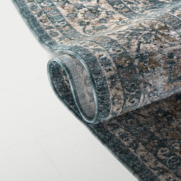 Safavieh Lrl Power Loomed Polyester Area Rug Traditional Medallion Blue Ivory Living Room 8'-0" x 10'-0" LRL570M-8