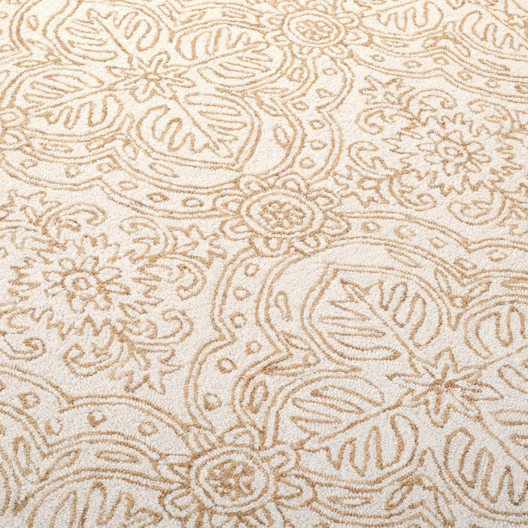 Safavieh Lrl Hand Tufted Wool Runner Rug Ivory Gold Oriental Floral Hallway Accent 3'-0" x 5'-0" LRL6603D-3