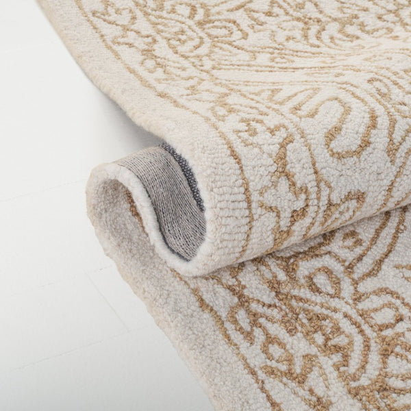 Safavieh Lrl Hand Tufted Wool Runner Rug Ivory Gold Oriental Floral Hallway Accent 6'-0" x 9'-0" LRL6603D-6