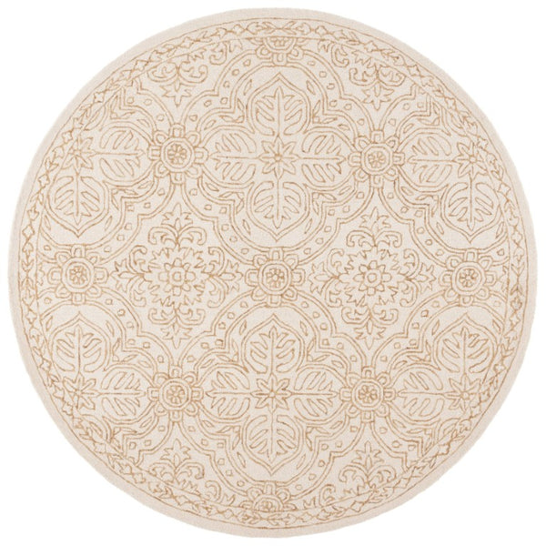 Safavieh Lrl Hand Tufted Wool Runner Rug Ivory Gold Oriental Floral Hallway Accent 7'-0" x 7'-0" - A LRL6603D-7R