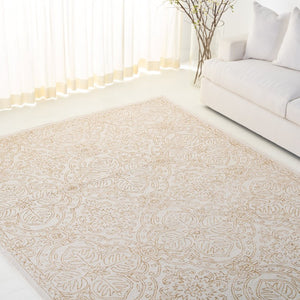 Safavieh Lrl Hand Tufted Wool Runner Rug Ivory Gold Oriental Floral Hallway Accent 8'-0" x 10'-0" LRL6603D-8