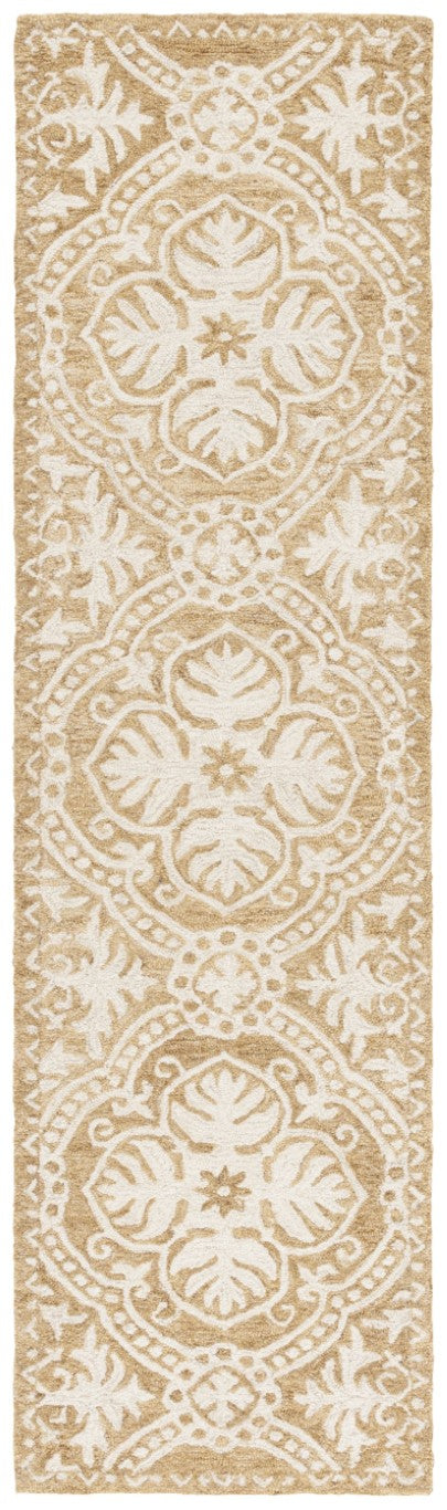 Safavieh Lauren Ralph Hand Tufted Wool Runner Oriental Hallway Rug in Gold Ivory 2'-3" x 8'-0" LRL6606D-28