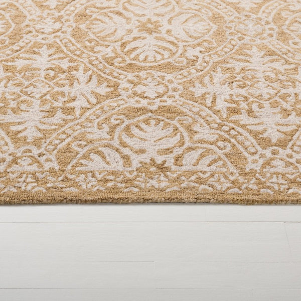 Safavieh Lauren Ralph Hand Tufted Wool Runner Oriental Hallway Rug in Gold Ivory 4'-0" x 6'-0" LRL6606D-4