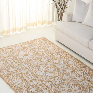 Safavieh Lauren Ralph Hand Tufted Wool Runner Oriental Hallway Rug in Gold Ivory 5'-0" x 8'-0" LRL6606D-5