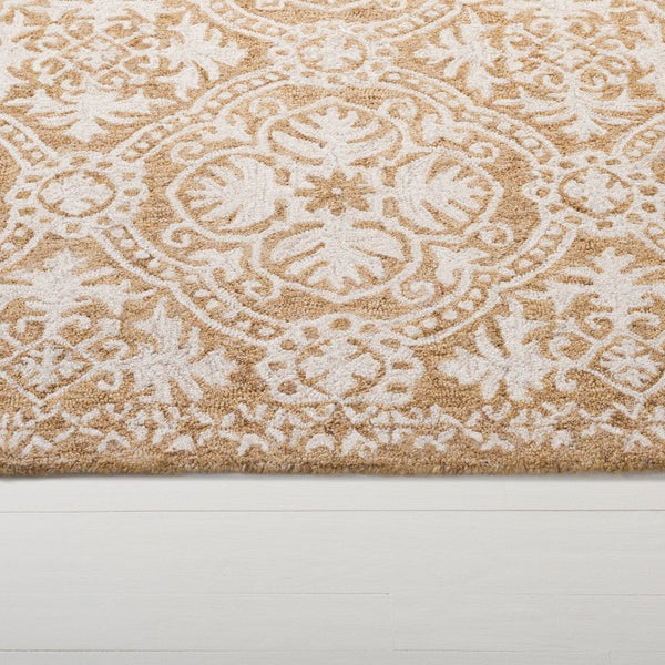 Safavieh Lauren Ralph Hand Tufted Wool Runner Oriental Hallway Rug in Gold Ivory 5'-0" x 8'-0" LRL6606D-5