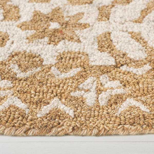 Safavieh Lauren Ralph Hand Tufted Wool Runner Oriental Hallway Rug in Gold Ivory 6'-0" x 6'-0" LRL6606D-6R