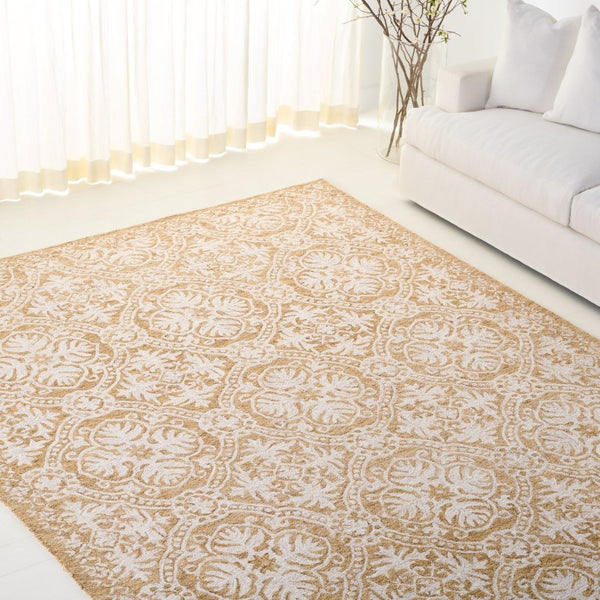 Safavieh Lauren Ralph Hand Tufted Wool Runner Oriental Hallway Rug in Gold Ivory 8'-0" x 10'-0" LRL6606D-8