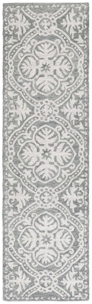 Safavieh Lauren Ralph Hand Tufted Wool Runner Oriental Hallway Rug in Silver Ivory Tones 2'-3" x 8'-0" LRL6606G-28