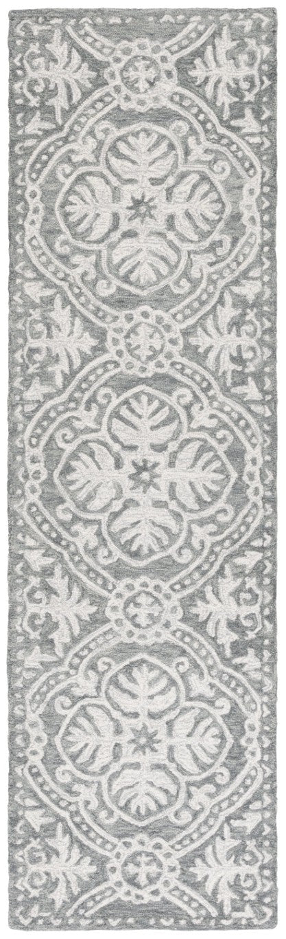 Safavieh Lauren Ralph Hand Tufted Wool Runner Oriental Hallway Rug in Silver Ivory Tones 2'-3" x 8'-0" LRL6606G-28