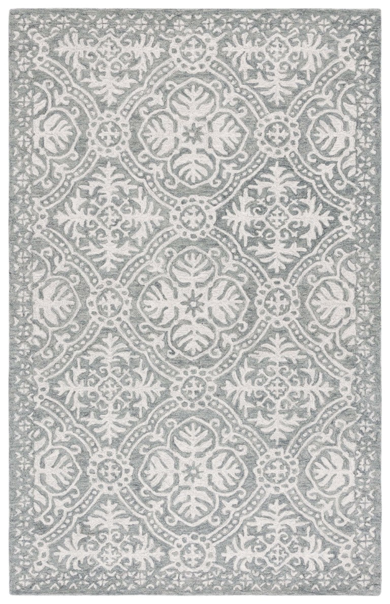 Safavieh Lauren Ralph Hand Tufted Wool Runner Oriental Hallway Rug in Silver Ivory Tones 5'-0" x 8'-0" LRL6606G-5