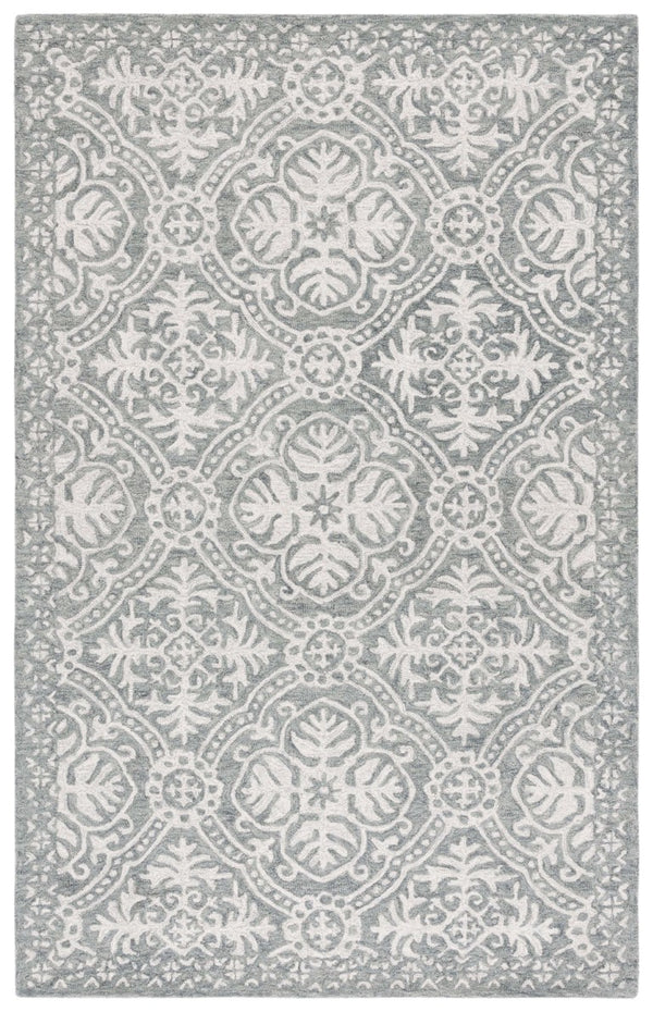 Safavieh Lauren Ralph Hand Tufted Wool Runner Oriental Hallway Rug in Silver Ivory Tones 5'-0" x 8'-0" LRL6606G-5