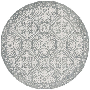 Safavieh Lauren Ralph Hand Tufted Wool Runner Oriental Hallway Rug in Silver Ivory Tones 6'-0" x 6'-0" LRL6606G-6R