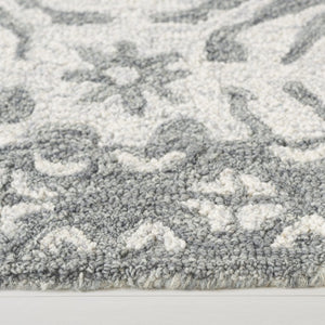 Safavieh Lauren Ralph Hand Tufted Wool Runner Oriental Hallway Rug in Silver Ivory Tones 6'-0" x 6'-0" LRL6606G-6R