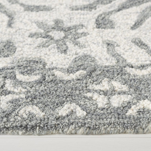 Safavieh Lauren Ralph Hand Tufted Wool Runner Oriental Hallway Rug in Silver Ivory Tones 6'-0" x 6'-0" LRL6606G-6R