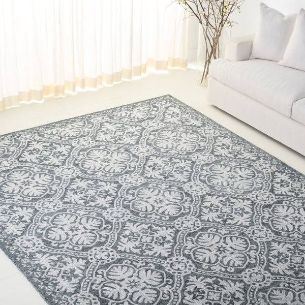 Safavieh Lauren Ralph Hand Tufted Wool Runner Oriental Hallway Rug in Silver Ivory Tones 8'-0" x 10'-0" LRL6606G-8