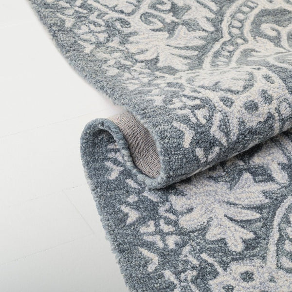 Safavieh Lauren Ralph Hand Tufted Wool Runner Oriental Hallway Rug in Silver Ivory Tones 8'-0" x 10'-0" LRL6606G-8