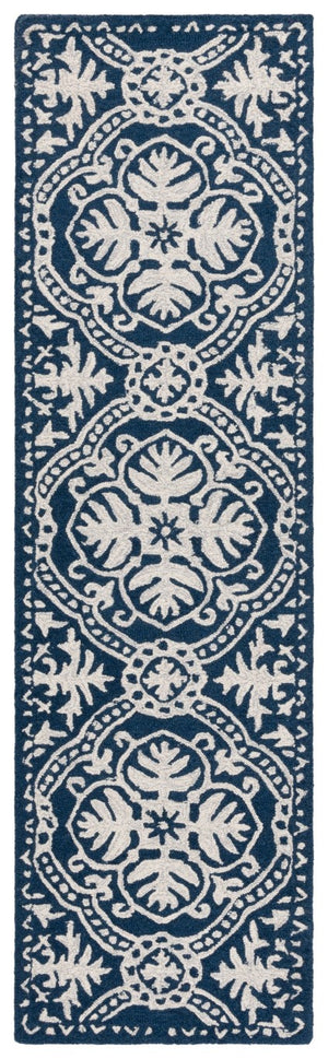 Safavieh Lauren Ralph Hand-Tufted Wool Runner Oriental Hallway Rug in Navy Blue Ivory 2'-3" x 8'-0" LRL6606M-28
