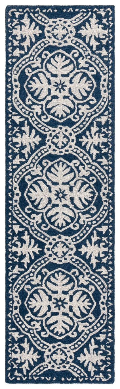 Safavieh Lauren Ralph Hand-Tufted Wool Runner Oriental Hallway Rug in Navy Blue Ivory 2'-3" x 8'-0" LRL6606M-28