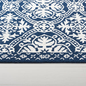Safavieh Lauren Ralph Hand-Tufted Wool Runner Oriental Hallway Rug in Navy Blue Ivory 2'-3" x 8'-0" LRL6606M-28