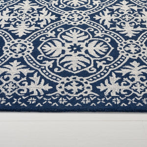 Safavieh Lauren Ralph Hand-Tufted Wool Runner Oriental Hallway Rug in Navy Blue Ivory 4'-0" x 6'-0" LRL6606M-4