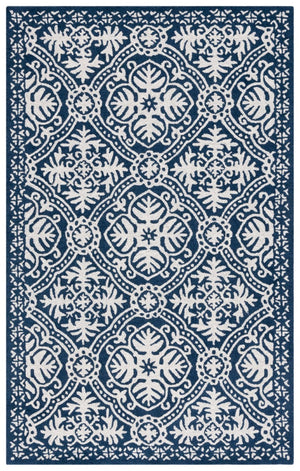 Safavieh Lauren Ralph Hand-Tufted Wool Runner Oriental Hallway Rug in Navy Blue Ivory 5'-0" x 8'-0" LRL6606M-5