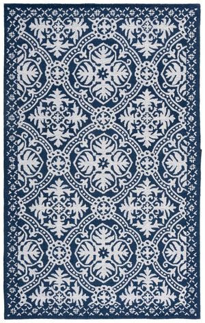 Safavieh Lauren Ralph Hand-Tufted Wool Runner Oriental Hallway Rug in Navy Blue Ivory 5'-0" x 8'-0" LRL6606M-5