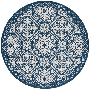 Safavieh Lauren Ralph Hand-Tufted Wool Runner Oriental Hallway Rug in Navy Blue Ivory 6'-0" x 6'-0" LRL6606M-6R
