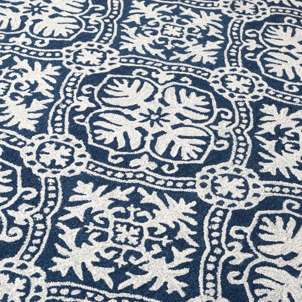 Safavieh Lauren Ralph Hand-Tufted Wool Runner Oriental Hallway Rug in Navy Blue Ivory 8'-0" x 10'-0" LRL6606M-8