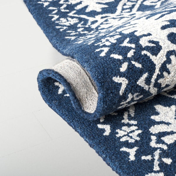 Safavieh Lauren Ralph Hand-Tufted Wool Runner Oriental Hallway Rug in Navy Blue Ivory 8'-0" x 10'-0" LRL6606M-8