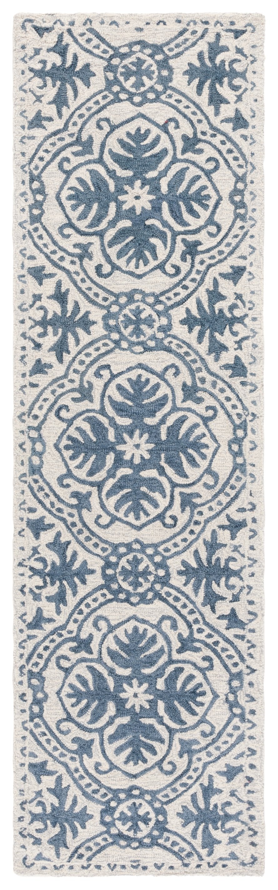 Safavieh Lauren Hand-Tufted Wool Area Rug Navy And Ivory—Elegant Floral-Geometric Design For Large Rooms 10'-0" x 14'-0" LRL6606N-10