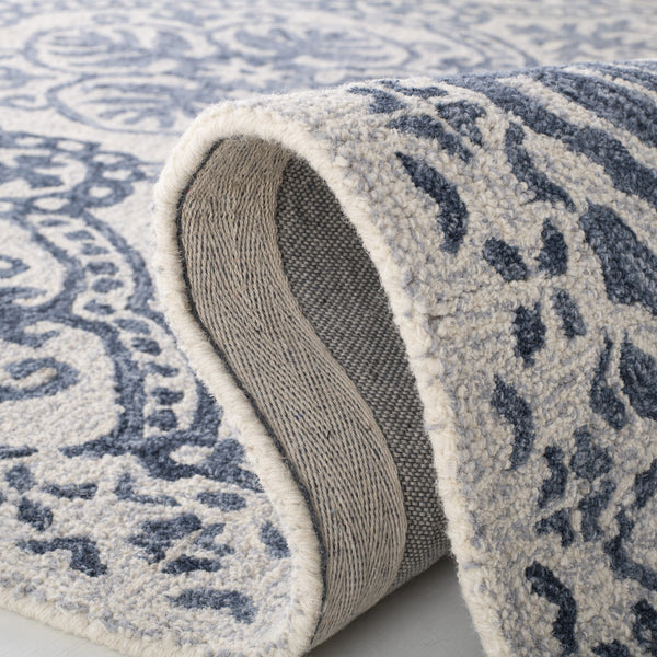 Safavieh Lauren Hand‑Tufted Wool Rug Navy Ivory Floral Motif—Low‑Profile, Durable 6X9 Area Accent Rug 6'-0" x 9'-0" LRL6606N-6