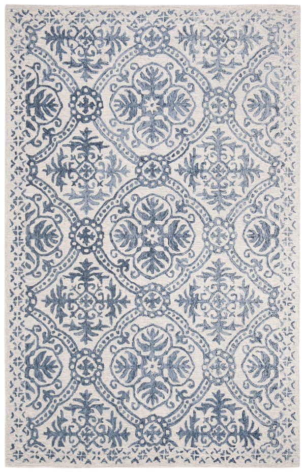 Safavieh Lauren Hand‑Tufted Wool Rug Navy Ivory Floral Motif—Low‑Profile, Durable 6X9 Area Accent Rug 6'-0" x 9'-0" LRL6606N-6