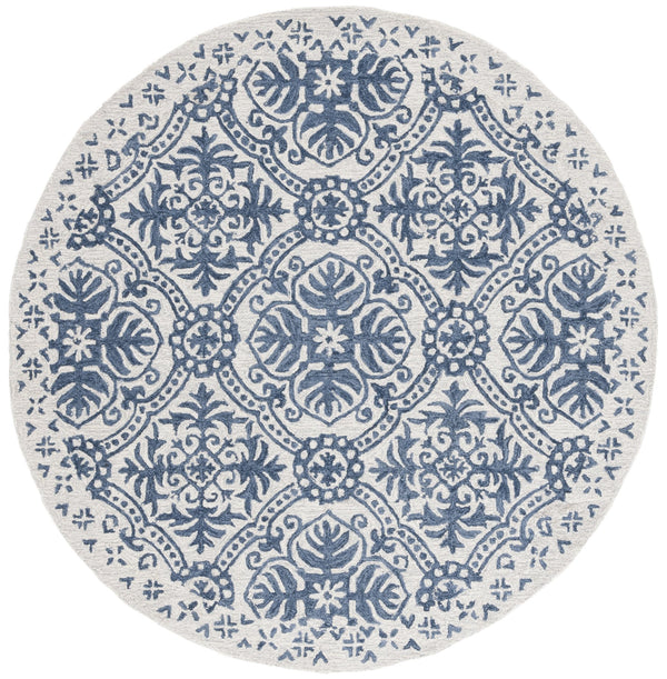 Safavieh Lauren Hand‑Tufted Wool Rug Navy Ivory Floral Motif—Low‑Profile, Durable 6X9 Area Accent Rug 6'-0" x 9'-0" LRL6606N-6