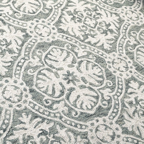 Safavieh Lauren Ralph Hand Tufted Wool Runner Sage Ivory Oriental Hallway Entryway Rug 5'-0" x 8'-0" LRL6606W-5