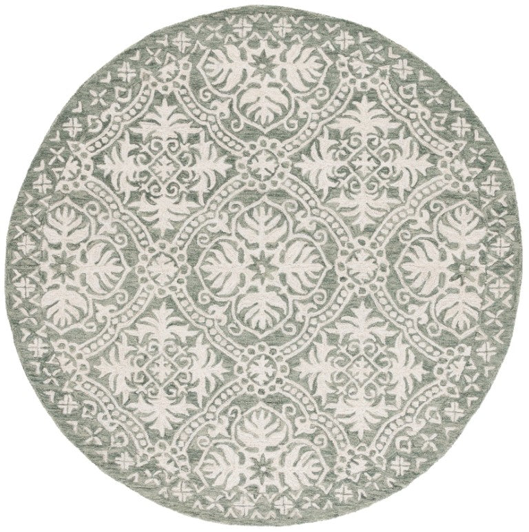 Safavieh Lauren Ralph Hand Tufted Wool Runner Sage Ivory Oriental Hallway Entryway Rug 6'-0" x 6'-0" LRL6606W-6R