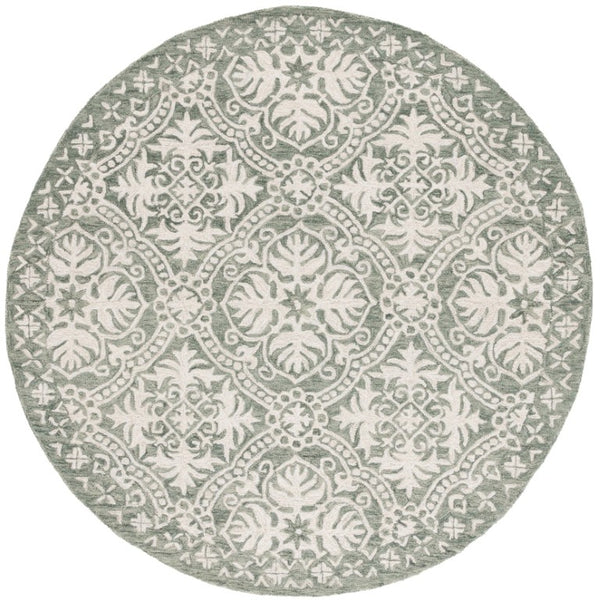 Safavieh Lauren Ralph Hand Tufted Wool Runner Sage Ivory Oriental Hallway Entryway Rug 6'-0" x 6'-0" LRL6606W-6R