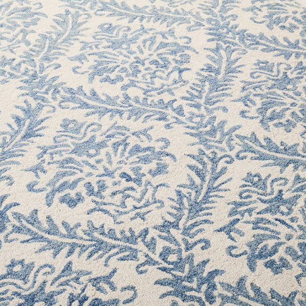Safavieh Lrl Hand Tufted Wool Runner Rug Blue Ivory Traditional Hallway Entryway Accent 4'-0" x 6'-0" LRL6607M-4